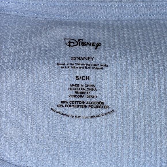 Disney EEYORE Cropped Waffle Tee Long Sleeves Oversized Size Small Baby Blue - Picture 3 of 10